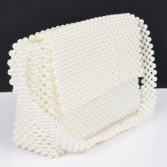 Hand Made Faux Pearl Bead Flap Shoulder Bag - Picture 1 of 4